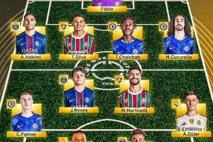 世俱杯1/4决赛周最佳阵容：姆巴佩、杜埃领衔锋线，阿什拉夫在列